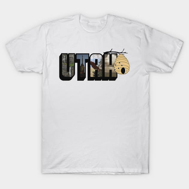 Utah The Beehive State Big Letter T-Shirt by ButterflyInTheAttic